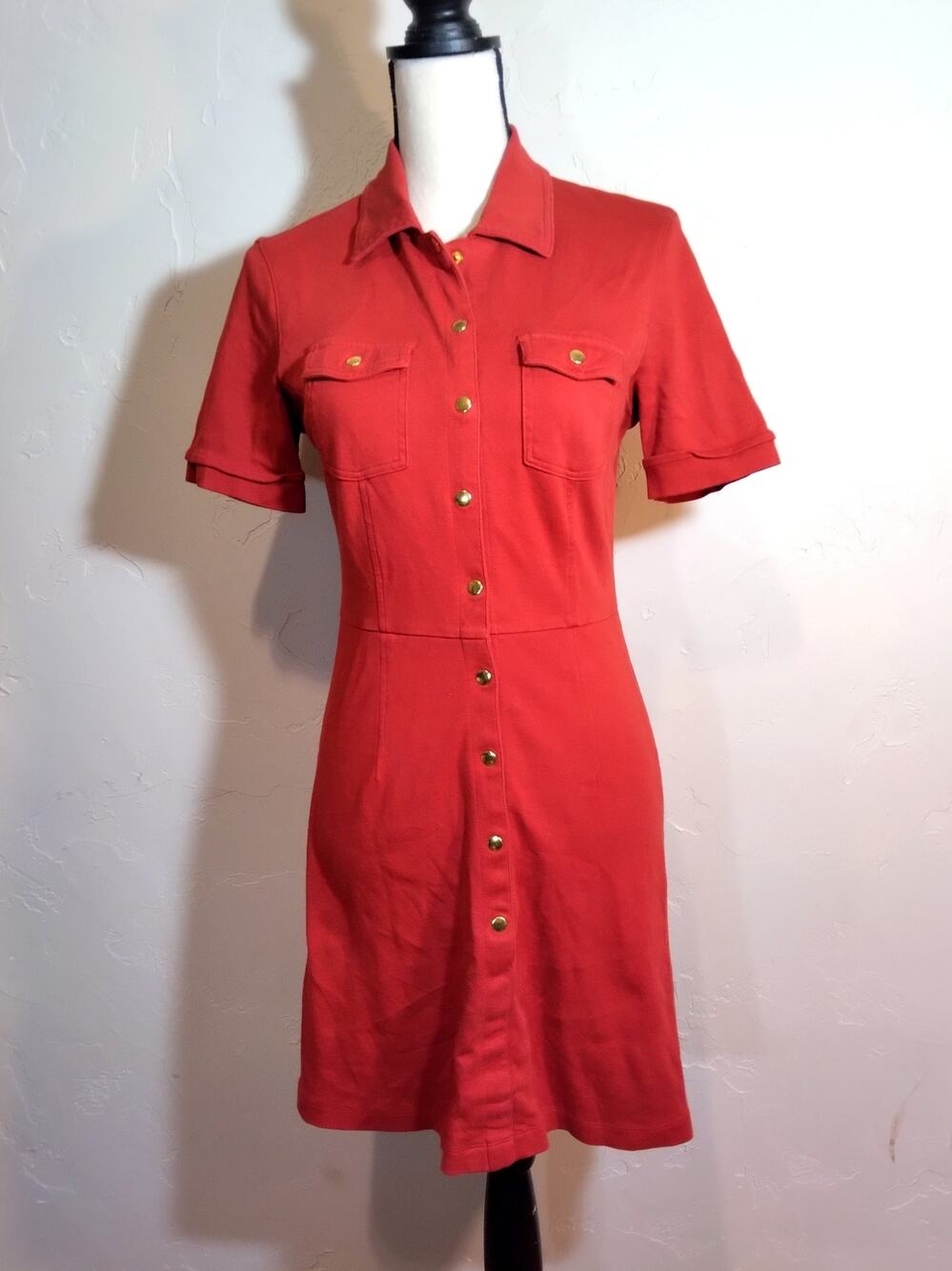 New York & Co Red Button Front Dress